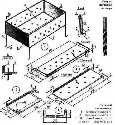 Мангал своими руками из металла: чертежи, фото, инструменты и этапы работ Мангал своими руками из металла: чертежи, фото, инструменты и этапы работ